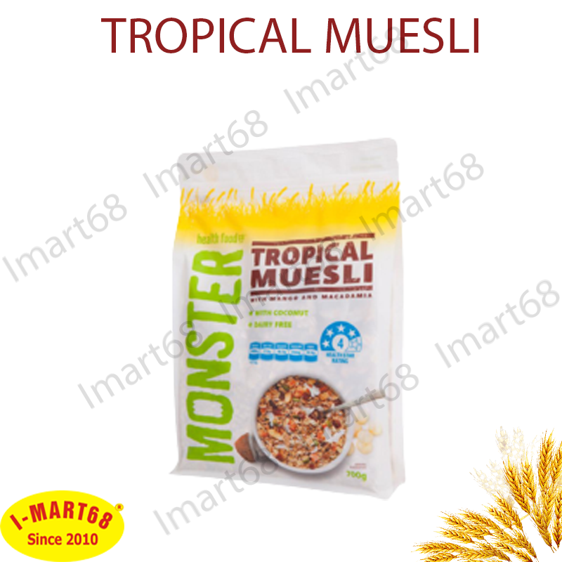 Hình ảnh bao bì ngũ cốc yến mạch Úc Monster Tropical Muesli