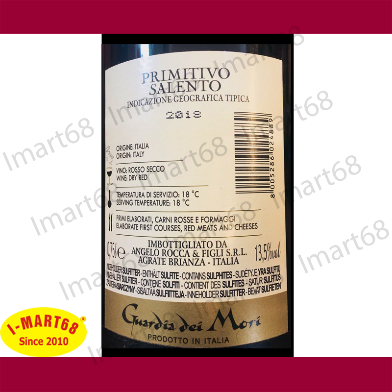Rượu vang Ý nhập khẩu cao cấp Guardia Dei Mori Primitivo