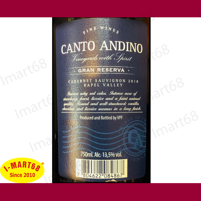 Rượu vang Chile cao cấp Cantoandino Andino Reserve Caberet Sauvignon Rapel Valley 