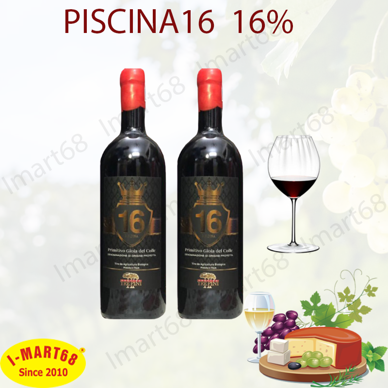Rượu vang Ý cao cấp 16 độ Trepini Primitivo Piscina