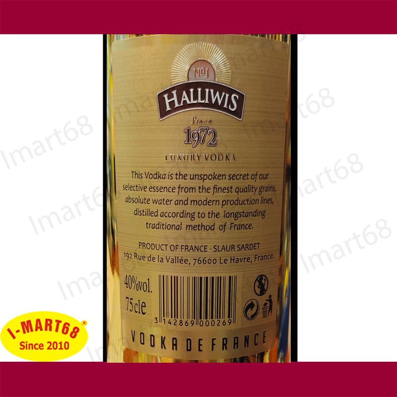 Rượu Vodka nhập khẩu cao cấp Halliwis Pháp Since 1972