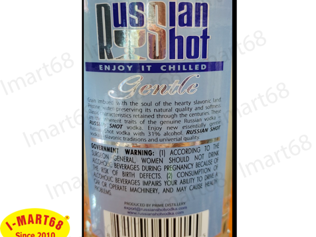 Mặt sau của rượu Vodka Russian Shot 