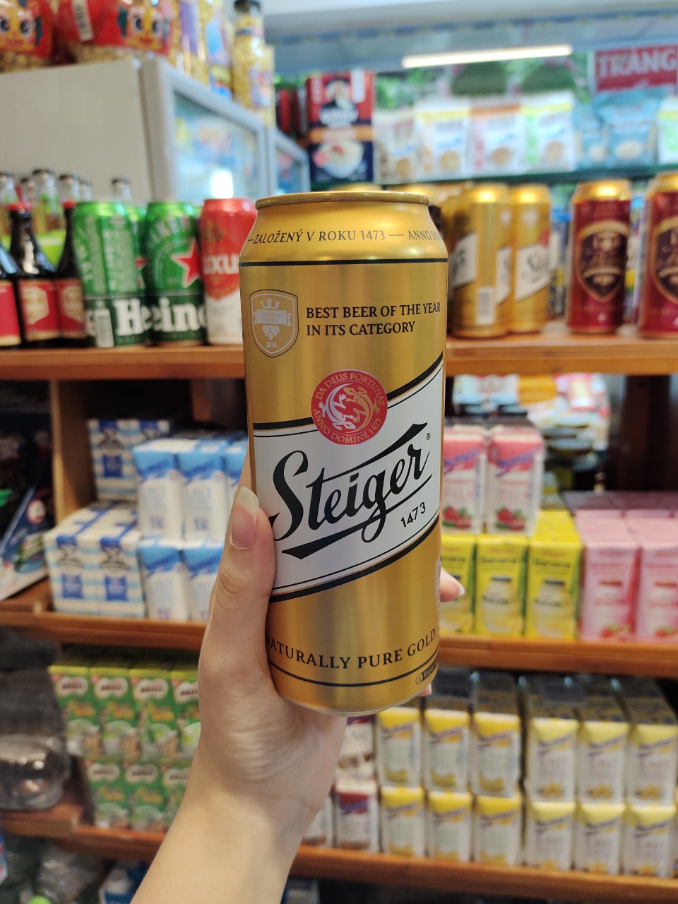 Bia Steiger vàng 5 độ – Nhập khẩu thùng 24 lon 500ml
